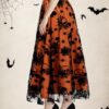 Halloween Layered Mesh Tulle Womens Elastic Waist A Line Midi Skirt