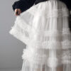 Casual Chic Pastel Ruffled Tiered Tulle Womens A Line Midi Skirt