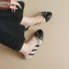 French Riviera Check Buckled Cap Toe Womens Slip On Ballet Pumps