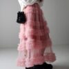 Casual Chic Pastel Ruffled Tiered Tulle Womens A Line Midi Skirt