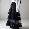 Casual Chic Pastel Ruffled Tiered Tulle Womens A Line Midi Skirt