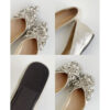 Timeless Classic Microfibre Crystal Pearl Bow Womens Ballet Flats