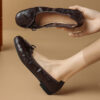 Timeless Classic Waxed Lambskin Bow Square Toe Womens Ballet Pumps