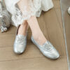 Casual Chic Perforated Sheepskin Leather Womens Flat Mary Janes