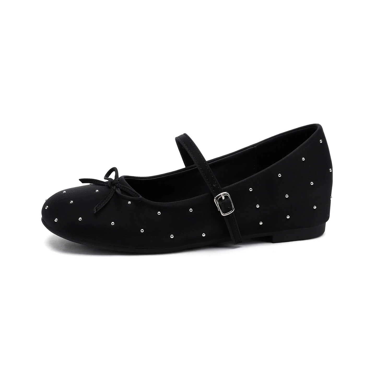 French Chic Satin Crystal Studded Bow Womens Mary Jane Ballet Flats