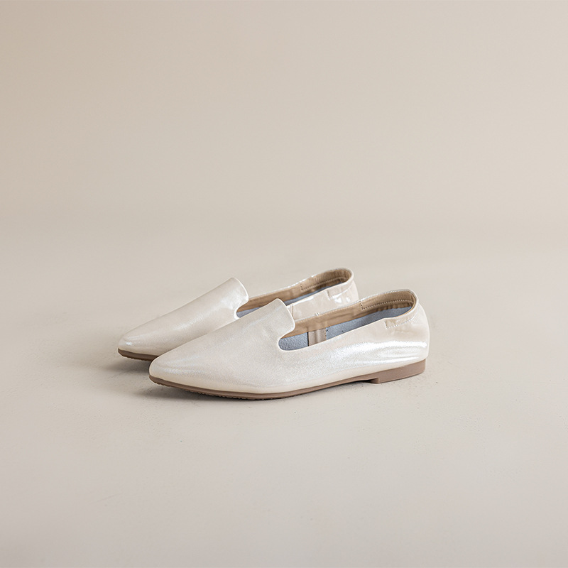 Casual Chic Foldable Sheepskin Womens Pointed Toe Slip On Flats