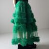 Casual Chic Pastel Ruffled Tiered Tulle Womens A Line Midi Skirt