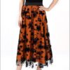 Halloween Layered Mesh Tulle Womens Elastic Waist A Line Midi Skirt