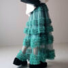 Casual Chic Pastel Ruffled Tiered Tulle Womens A Line Midi Skirt