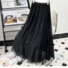 Casual Chic Breathable Bow Embellished Tulle Womens A Line Midi Skirt