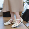 French Riviera Sheepskin Caged Womens Square Toe Fisherman Sandals