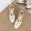 French Riviera Sheepskin Caged Womens Square Toe Fisherman Sandals