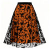 Halloween Layered Mesh Tulle Womens Elastic Waist A Line Midi Skirt