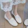 Casual Chic Perforated Sheepskin Leather Womens Flat Mary Janes