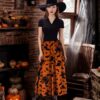 Halloween Layered Mesh Tulle Womens Elastic Waist A Line Midi Skirt