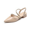Casual Chic Studded Microfibre Womens Pointed Toe Block Heel Slingback