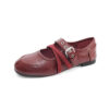 French Riviera Breathable Buckle Strap Womens Mary Jane Flat Shoes
