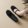 French Chic Satin Crystal Studded Bow Womens Mary Jane Ballet Flats