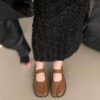 Casual Chic Faux Leather Split Toe Buckle Womens Mary Jane Flats