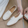 Casual Chic Perforated Sheepskin Leather Womens Flat Mary Janes