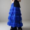 Casual Chic Pastel Ruffled Tiered Tulle Womens A Line Midi Skirt