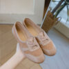 Casual Chic Perforated Sheepskin Leather Womens Flat Mary Janes
