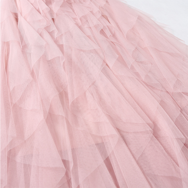 Casual Chic Breathable Asymmetric Layered Tulle Womens Midi Skirt