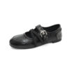 French Riviera Breathable Buckle Strap Womens Mary Jane Flat Shoes