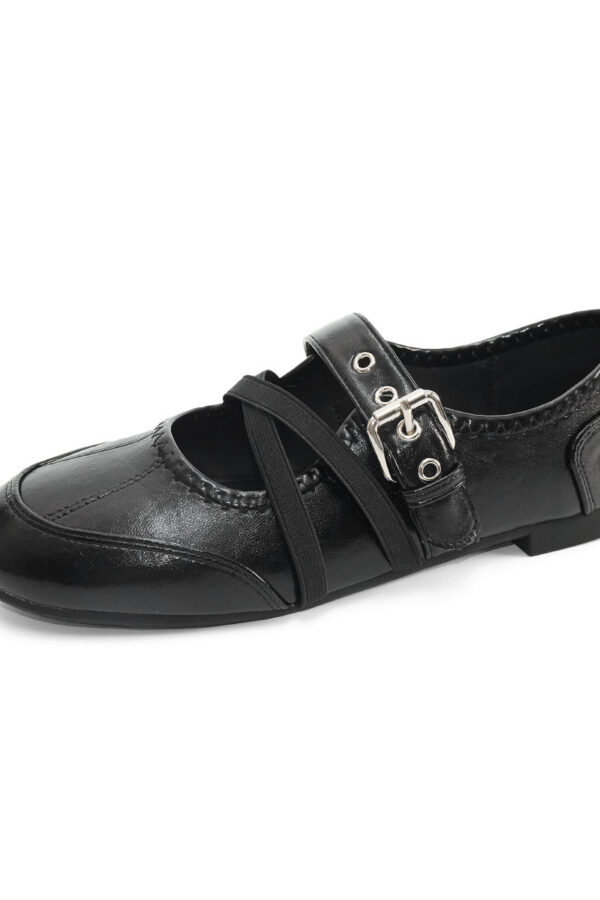 French Riviera Breathable Buckle Strap Womens Mary Jane Flat Shoes