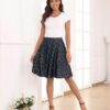 Casual Chic Stretch Novelty Print Womens High Waist A Line Midi Skirt