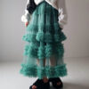 Casual Chic Pastel Ruffled Tiered Tulle Womens A Line Midi Skirt