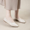 Modern Minimalist Soft Sheepskin Womens Pointed Toe Slip On Flats