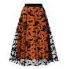 Halloween Layered Mesh Tulle Womens Elastic Waist A Line Midi Skirt