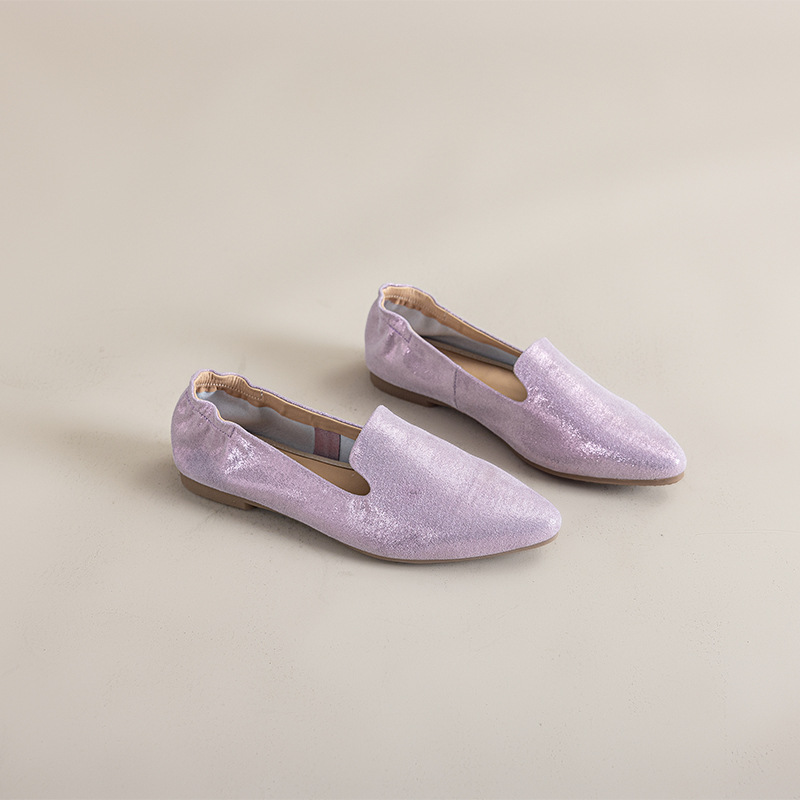 Casual Chic Foldable Sheepskin Womens Pointed Toe Slip On Flats