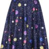 Casual Chic Stretch Novelty Print Womens High Waist A Line Midi Skirt