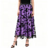 Halloween Party Flocked Mesh Womens Elastic Waist A Line Midi Skirt