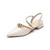 Casual Chic Studded Microfibre Womens Pointed Toe Block Heel Slingback