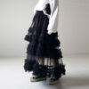 Casual Chic Pastel Ruffled Tiered Tulle Womens A Line Midi Skirt