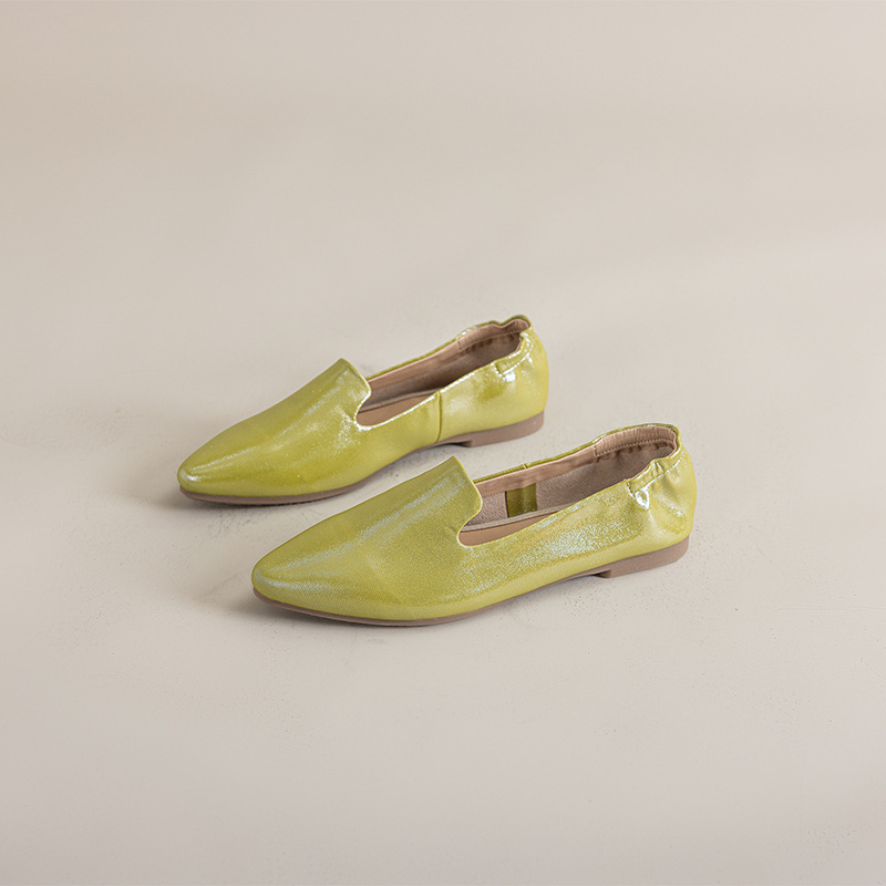 Casual Chic Foldable Sheepskin Womens Pointed Toe Slip On Flats