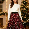 Casual Chic Christmas Party Panelled Tulle Womens A Line Midi Skirt