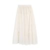 Casual Chic Breathable Bow Embellished Tulle Womens A Line Midi Skirt