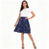 Casual Chic Stretch Novelty Print Womens High Waist A Line Midi Skirt