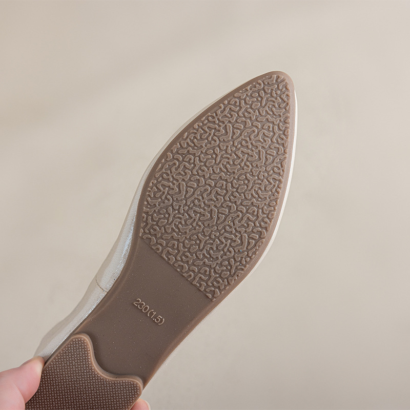 Casual Chic Foldable Sheepskin Womens Pointed Toe Slip On Flats