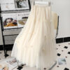 Casual Chic Breathable Bow Embellished Tulle Womens A Line Midi Skirt