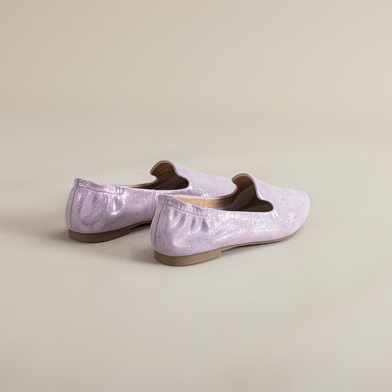 Casual Chic Foldable Sheepskin Womens Pointed Toe Slip On Flats