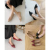 French Riviera Patent Microfibre V Buckle Ladies Pointed Toe Flats