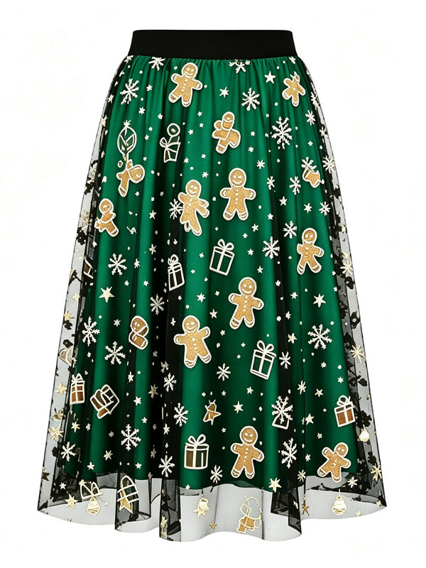 Casual Chic Christmas Party Panelled Tulle Womens A Line Midi Skirt