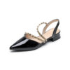 Casual Chic Studded Microfibre Womens Pointed Toe Block Heel Slingback