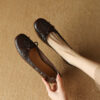 Timeless Classic Waxed Lambskin Bow Square Toe Womens Ballet Pumps