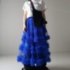 Casual Chic Pastel Ruffled Tiered Tulle Womens A Line Midi Skirt